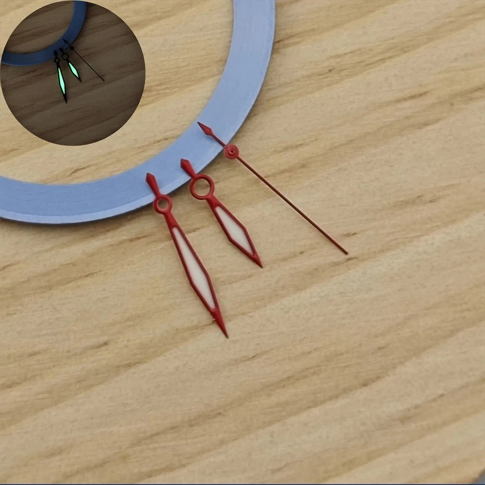 3 pezzi lancette luminose verdi 8,5x12,5x13mm accessori per orologi con ago a forma di spada per movimento NH35/NH36