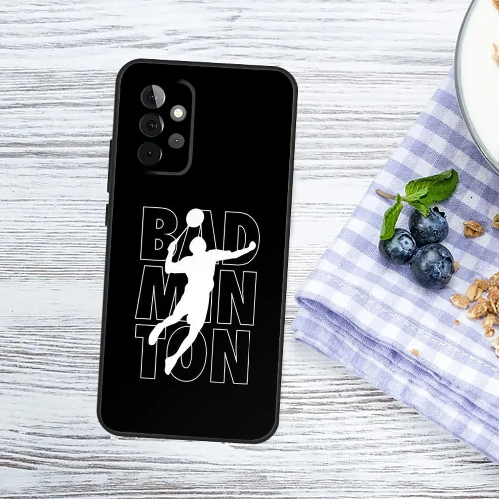 Sport Badminton Illustration Phone Case For Samsung Galaxy A13,A21s,A22,A31,A32,A52,A53,A71,A80,A91 Soft Black Phone Cover