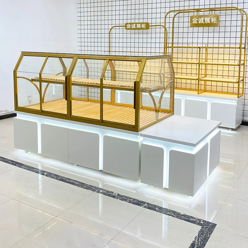 Bread Cabinet Display Cabinet Middle Island Side Baking Shelf Commercial Glass Cake Pastry Shop
