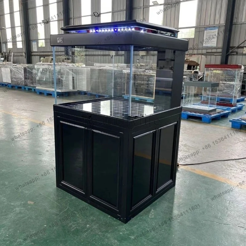 new bottom filter square tank aquarium home living room office ultra-white glass floor dragon fish tank ecological tank