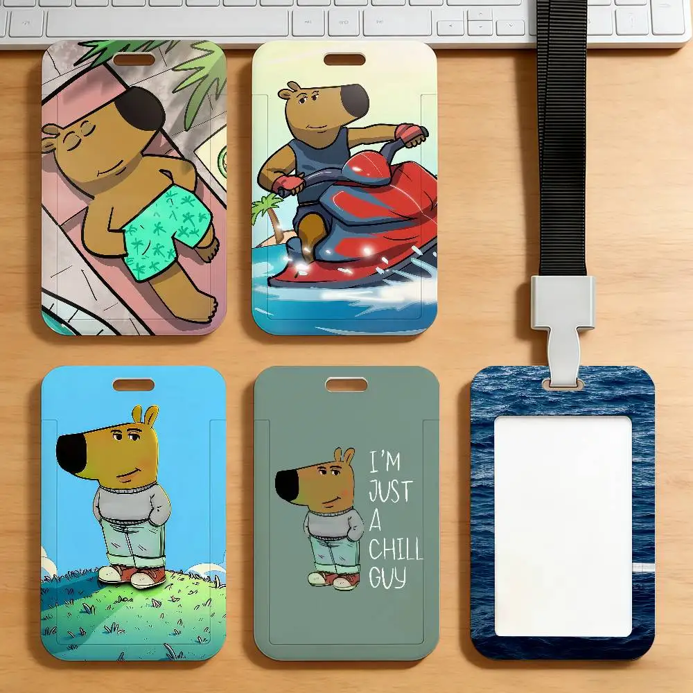 The Chill Guy Badge Card Holder Student ID Case Daily Use Subway Commute Work Cover Office School Bus Protector