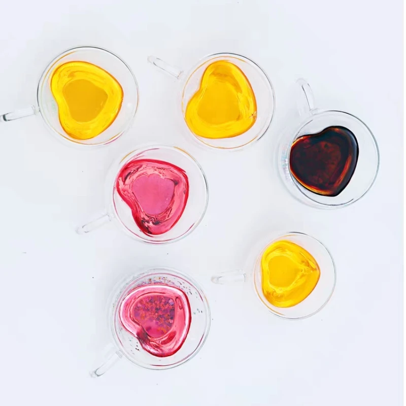 

Heart Love Shaped Glass Mug 180ml Couple Cups Double Glass Cup Heat-Resisting Wine Glasses/Tea/Milk Coffee Cup Cocktail kit