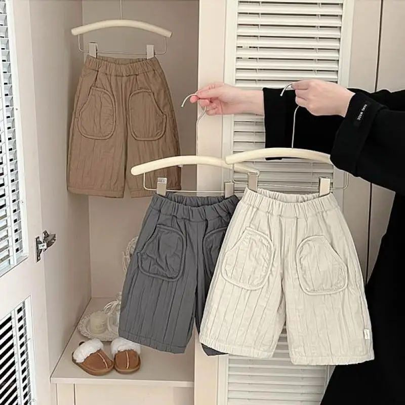 2025 Infant Girl Loose Casual Pants Plus Velvet Thick Boys Cotton Padded Pants Toddler Clothes Winter New Baby Warm Trousers