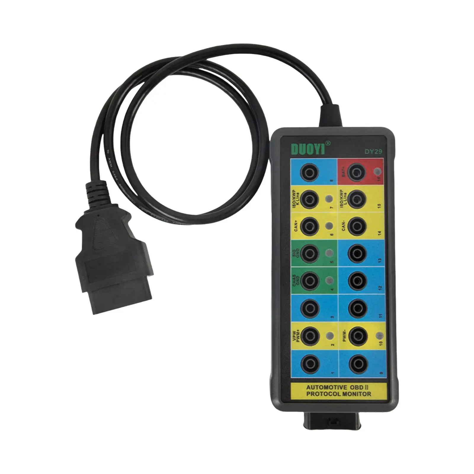 

OBDII Breakout Box ,Diagnostic Tool Ground Detector 4mm Banana Breakout Box OBD2 protocol Detector for Car Accessory