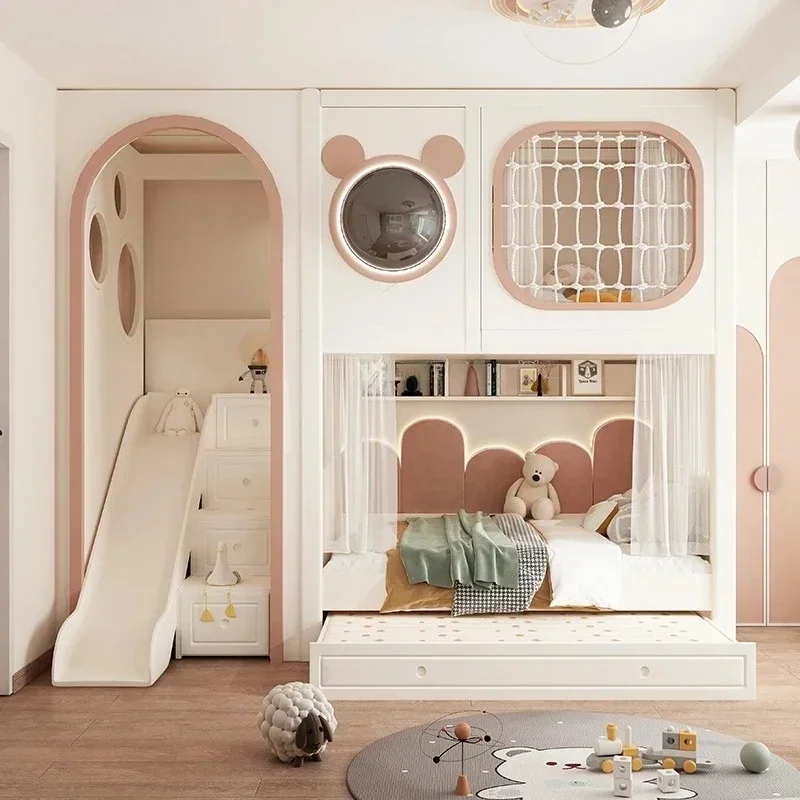 

Современная двухъярусная кровать из массива дерева для мальчиков и девочек, верхний и нижний ярусы, деревянная двухъярусная кровать