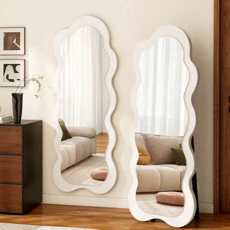 Wavy Modern Mirror Accessories Decoration Aesthetic Girls Makeup Nordic Items Mirror Funky Luxury Espelhos Home Decorations
