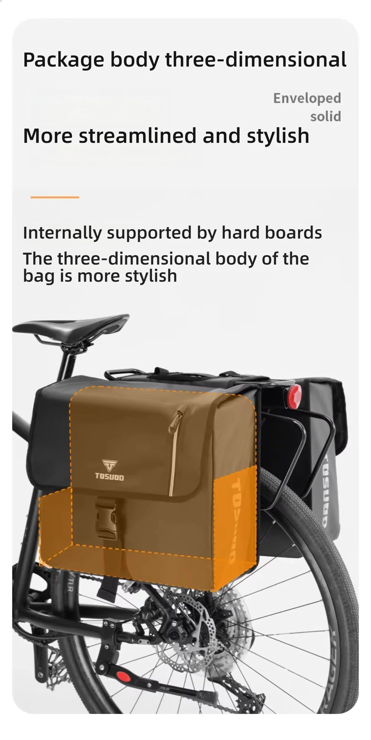 TOSUOD 40L Fahrrad-Rücksitztasche mit großer Kapazität, Fahrrad-Seitentasche, Fahrrad-Gepäckträgertasche, Fahrradtasche für Radfahren, Reisen – Detail 4