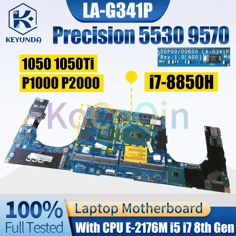 For Dell Precision 5530 9570 Notebook Mainboard LA-G341P E-2176M i5 i7 8th Gen With GPU 0F3DC8 Laptop Motherboard Full Tested