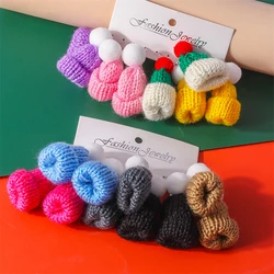 Fashion Christmas Drop Earrings for Women Handmade Knitted Christmas Hat Dangle Earrings Girls New Year Festival Jewelry Gifts