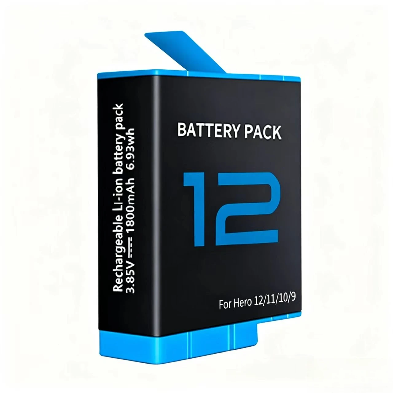 แบตเตอรี่ 1800mAh AHDBT-901 เหมาะสำหรับกล้อง GoPro Hero12/11/10/9 รองรับการถอดรหัสเต็มรูปแบบสำหรับกล้องแอคชั่นแบบพาโนรามา