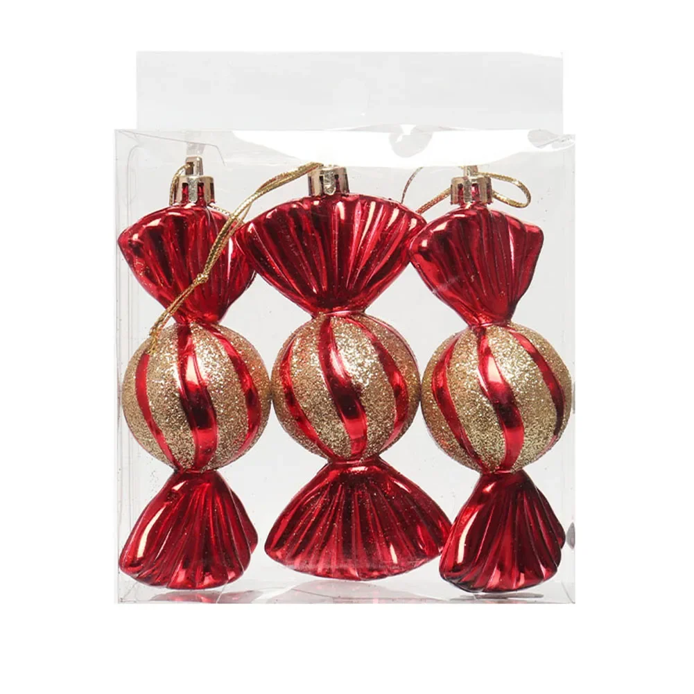 Christmas Glitter Candy Christmas Xmas Party Hanging Ornament Xmas Home Decor Gifts Electroplated Plastic Candies Pendant