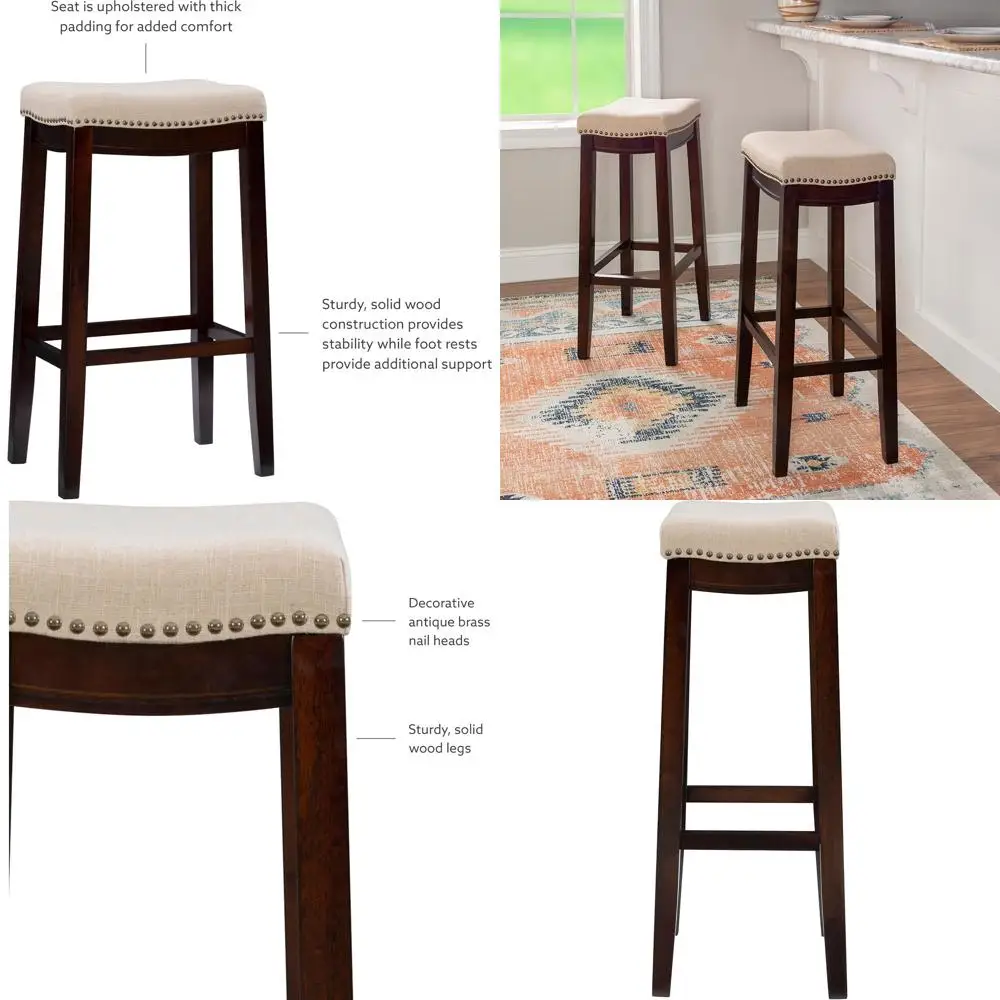 

Elegant Upholstered Bar Stool with Cushioned Seat