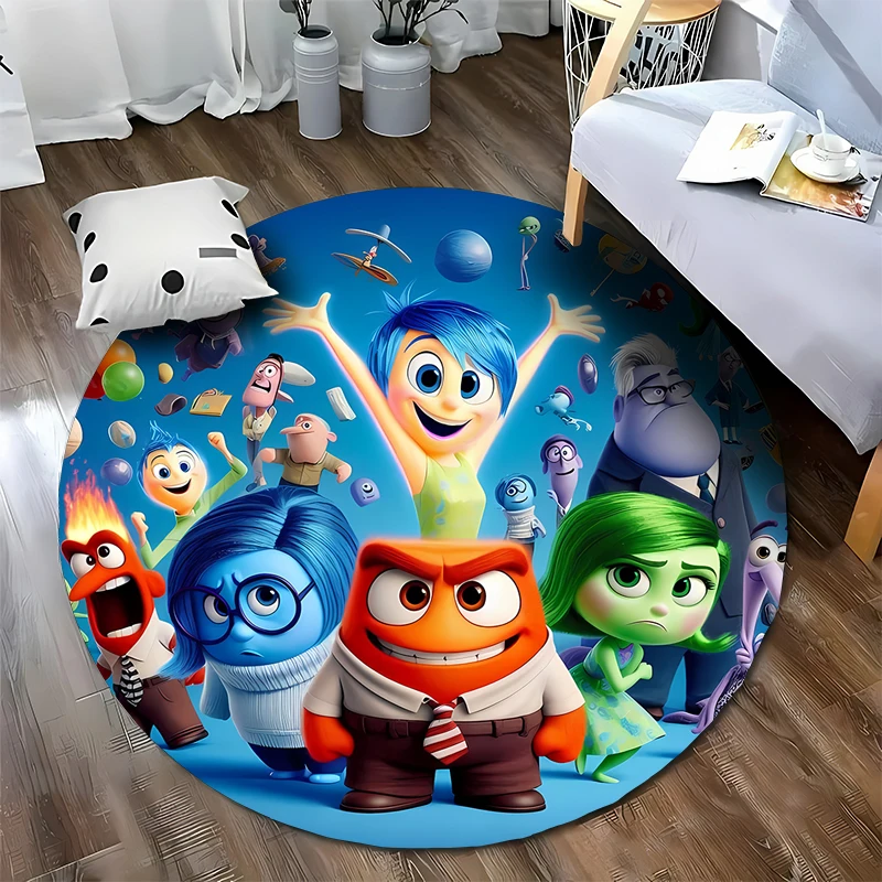 

Круглый коврик с изображением персонажей фильма Дисней «Головоломка», ковры для украшения гостиной, мягкий нескользящий напольный коврик для детских игр и ползания