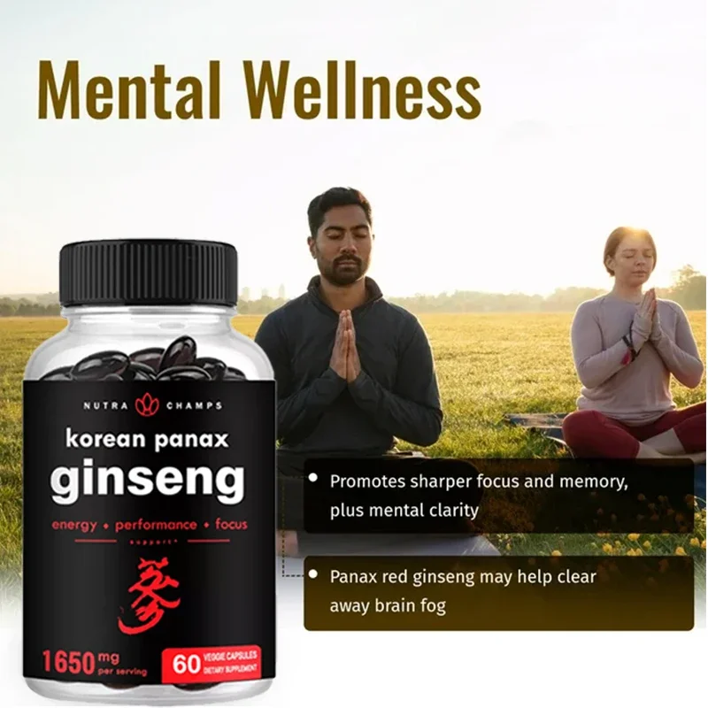 Korean Ginseng Supplement - for Energy, Exercise Endurance, Performance, Muscle Mass, Cognitive Function