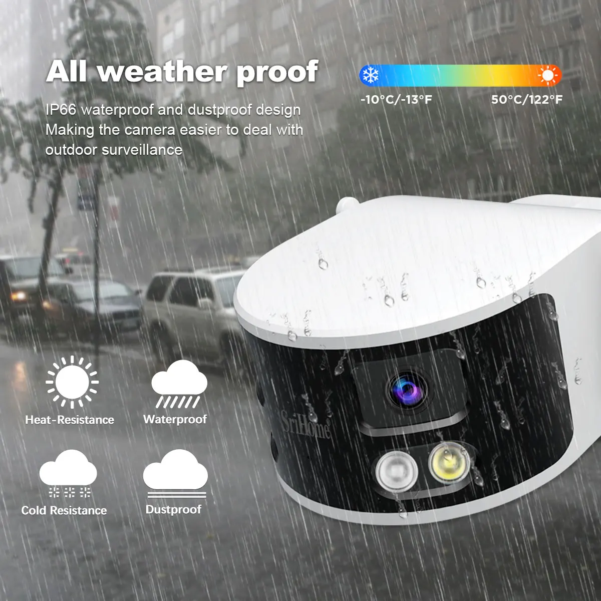 SH070 4MP Srihome APP 4K Dual Lens 180Degree  2.4&5G  IP Dome Camera Full Color AI Humanoid Detection Security CCTV Baby Monitor