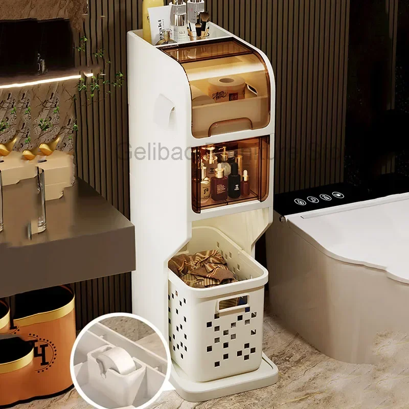 

Plastic Narrow Bathroom Cabinet Skincare Floor Partitions Bathroom Shelves Storage Paper Cupboard Mobili Per La Casa Furniture