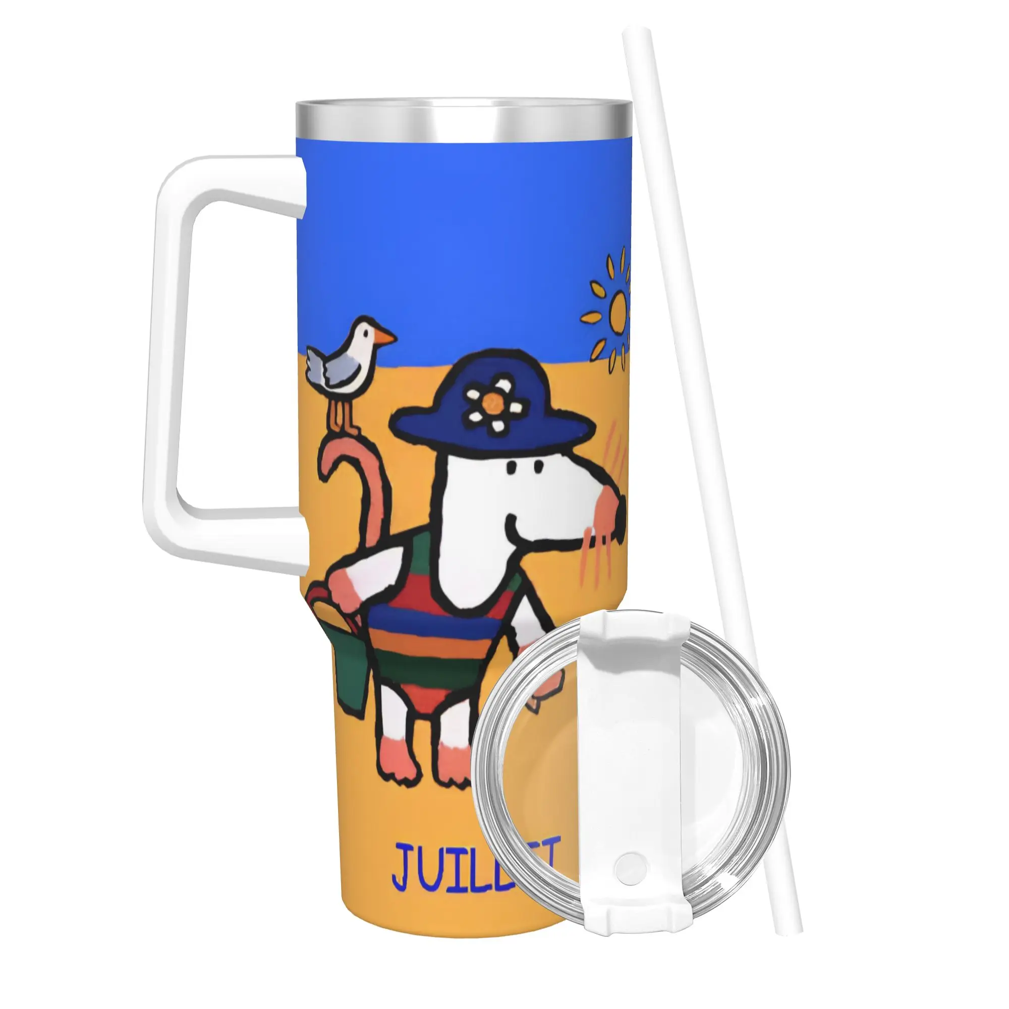 Maisy Mouse Tumbler With Straw  Stainless Steel Mug Cups Double Wall Vacuum Insulated for Cold Or Hot 40oz