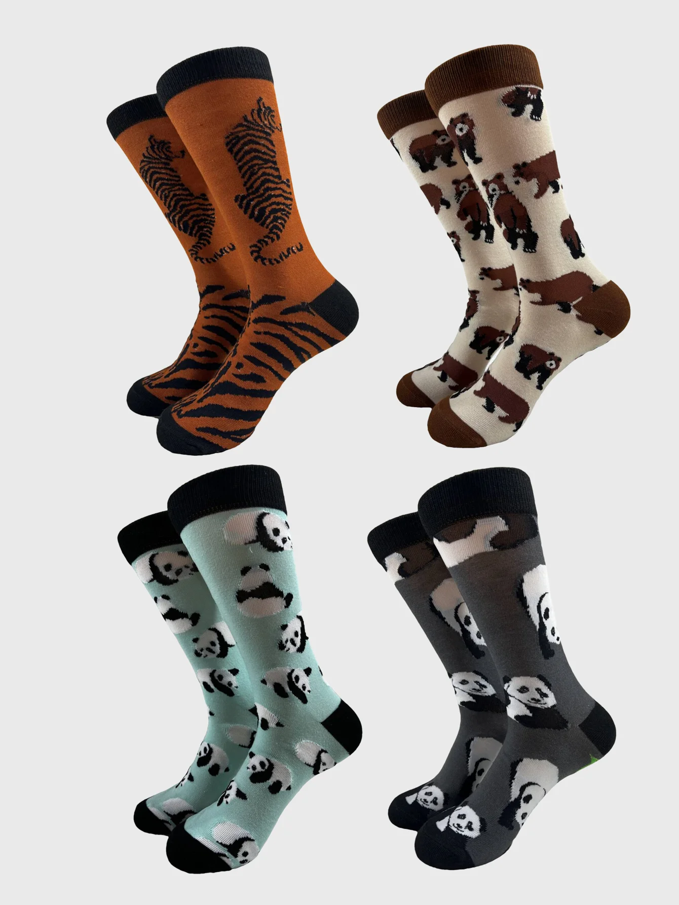 

Новый стиль, забавные носки в стиле хип-хоп, мужские носки в стиле Харадзюку Happy Crew, скейтборд, носки унисекс, мужские носки с рисунком тигра, медведя, панды