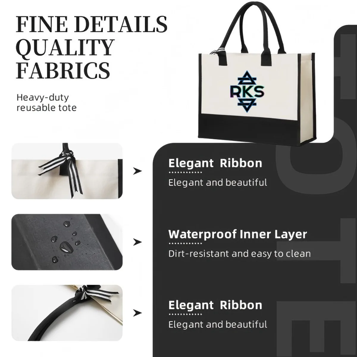 RKS 2026 جديد وصول الموضة العملي واسعة قابلة لإعادة الاستخدام حمل حقيبة نمط طباعة 2 لهجة الثقيلة حقيبة كتف كبيرة طوال اليوم #5