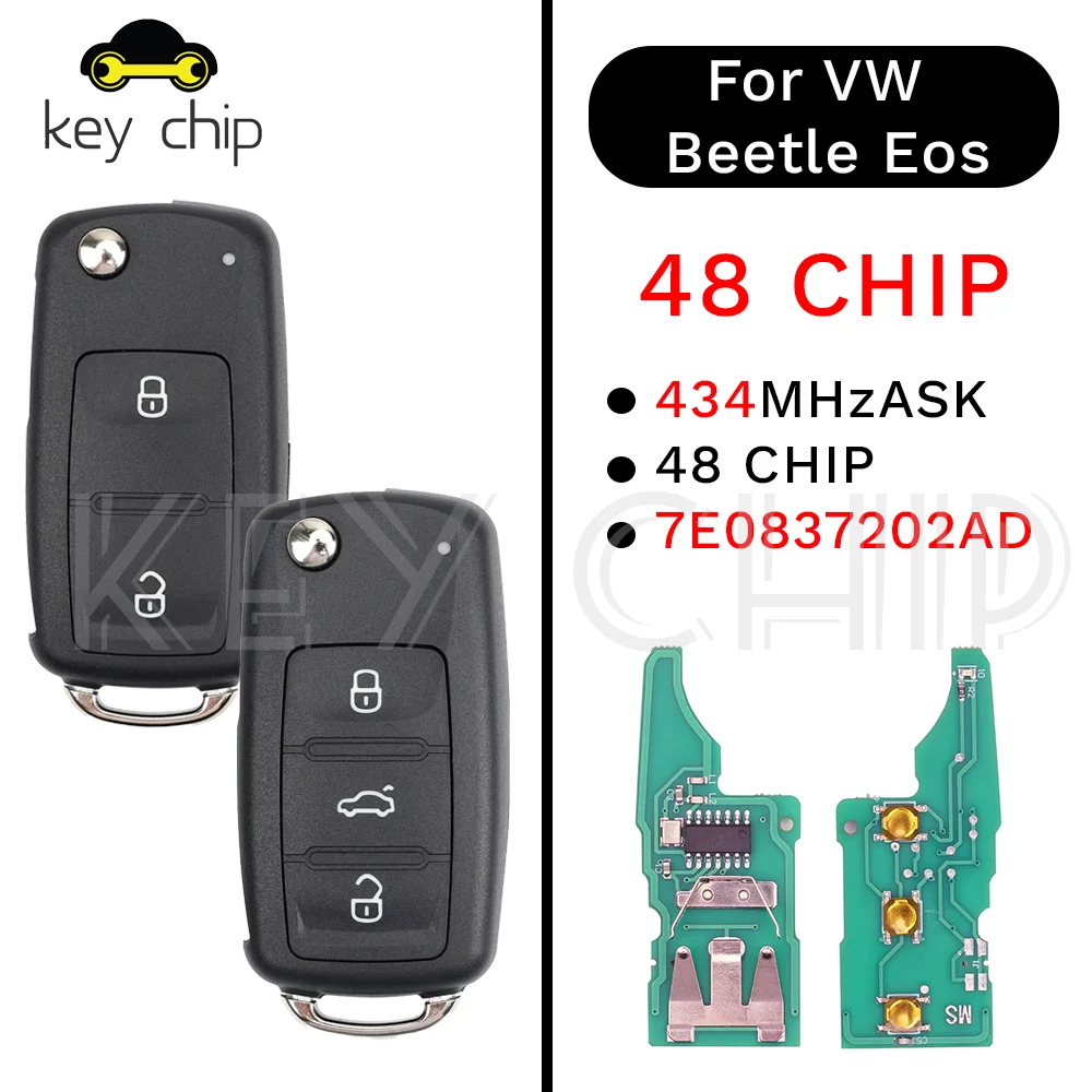 

For VW Amarok Transporter T6 2018+ 7E0837202AD 2019 2020 2021 433mhz Remote Key Flip Remote Key 48chip 434mhz
