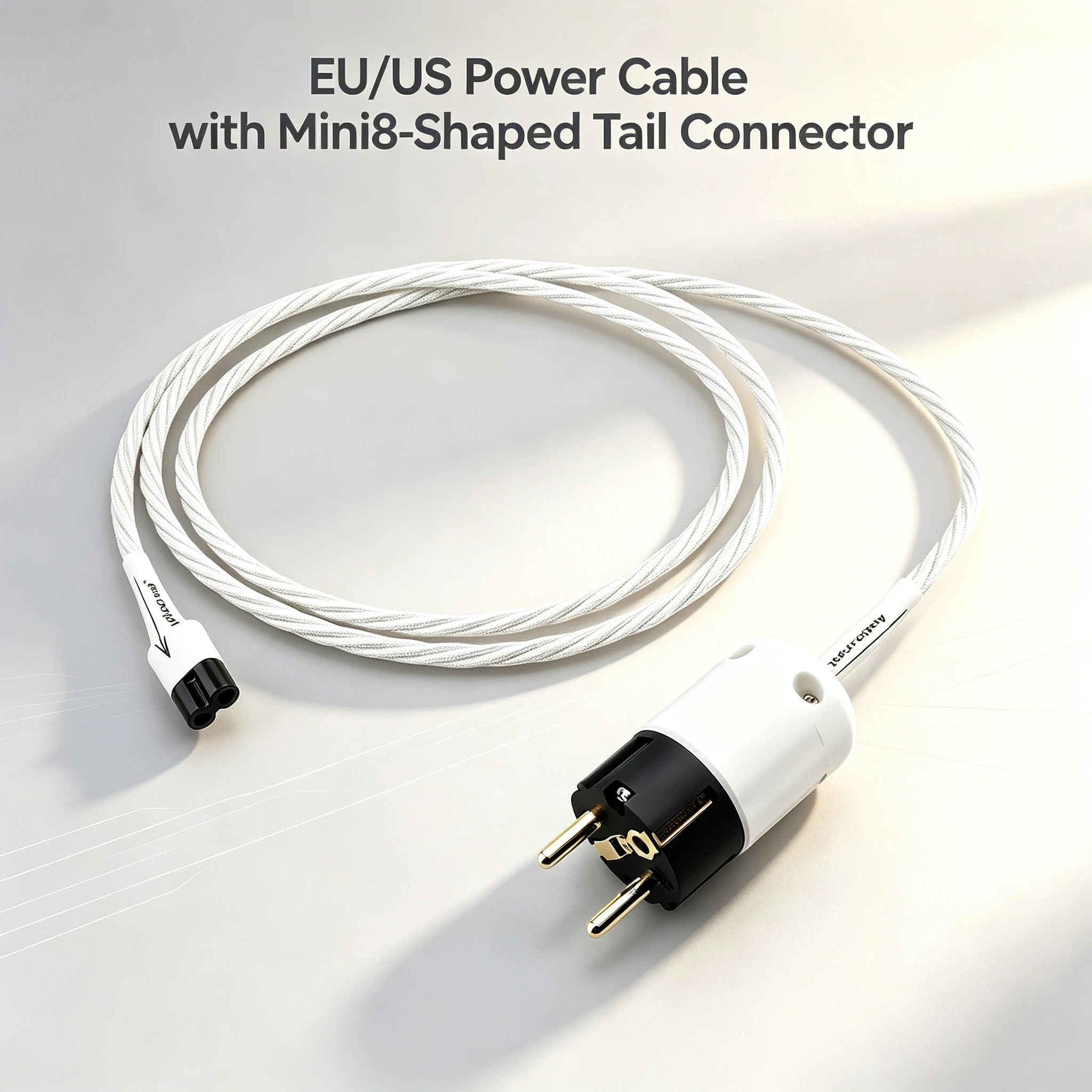 Audiocrast HIFI 7N OCC Audiofilski Kabel Zasilający EU/US z Pozłacanymi Złączami i Złączem w Kształcie Litery 8 — zdjęcie produktu 7