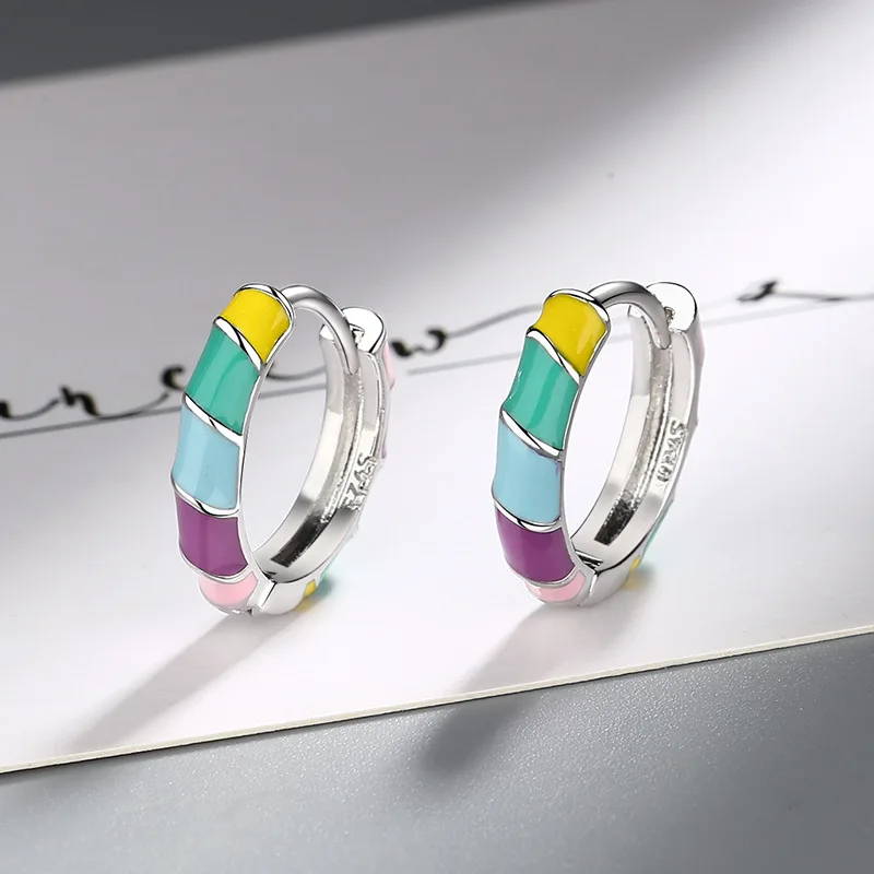 KOFSAC Glamorous 925 Sterling Silver Earring Fashion Rainbow Hoop Earrings For Women New Creative Ear Jewelry Lady Birthday Gift