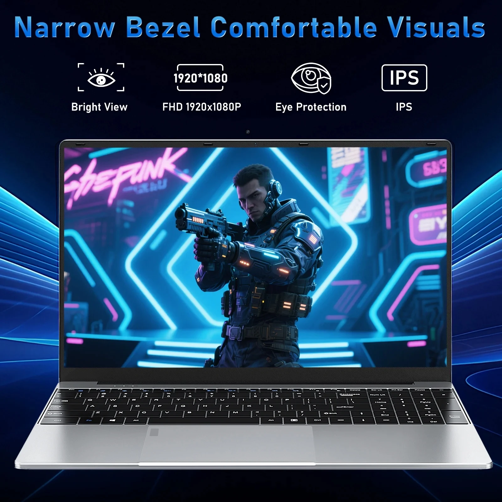 LENO 15.6" Laptop Large-screen 32GB RAM 2TB SSD Intel 6500Y Office Windows11 Notebook 5000mAh Gamer PC with Backlit Fingerprint