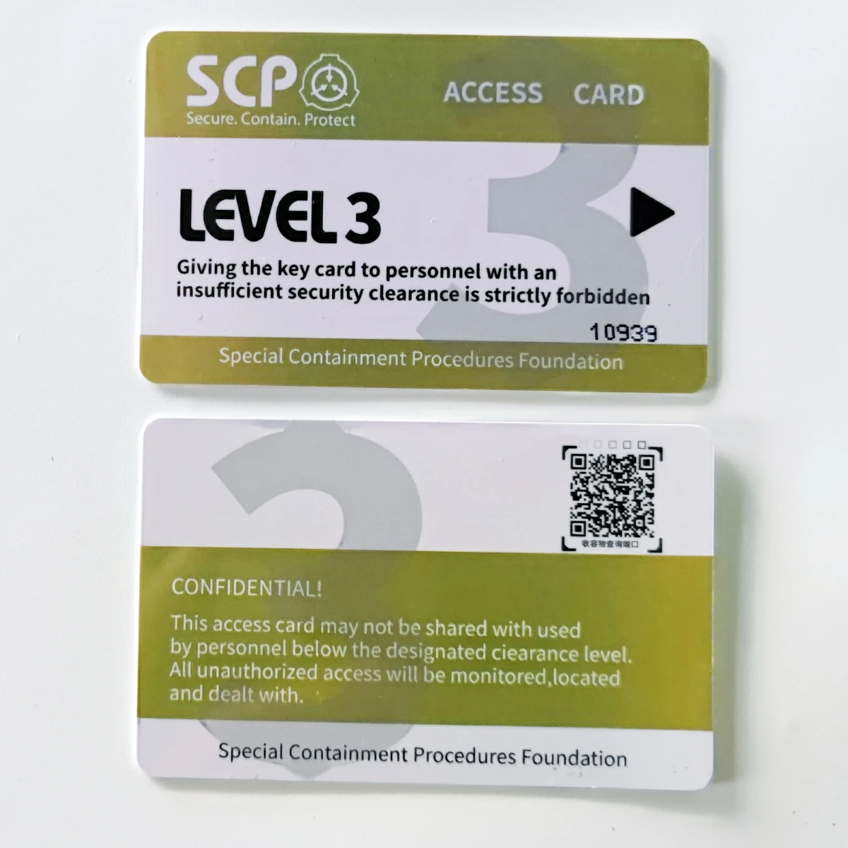 SCP secret foundation ID keycard Special Logo Cosplay Access Grade GU25