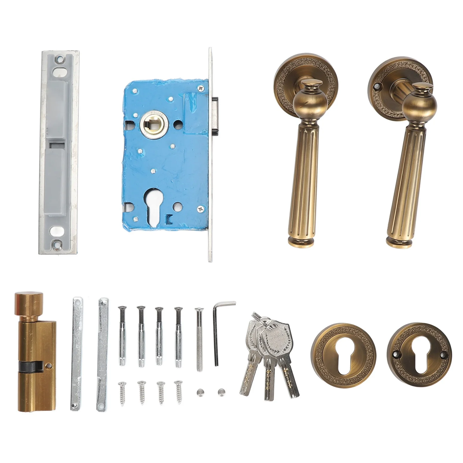 

Door Handle Lock Antique Bronze Comfortable Grip Pure Copper Silent Interior Door Lever for Indoor Bedroom