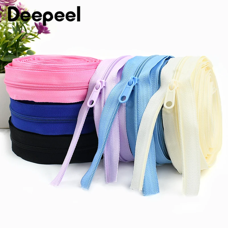 

1/2Sets 3# Color 4.5M Nylon Zipper+10Pcs Sliders Garment Bag Closure Zippers Luggage Replace Zip Repair Kits Sewing Accessories