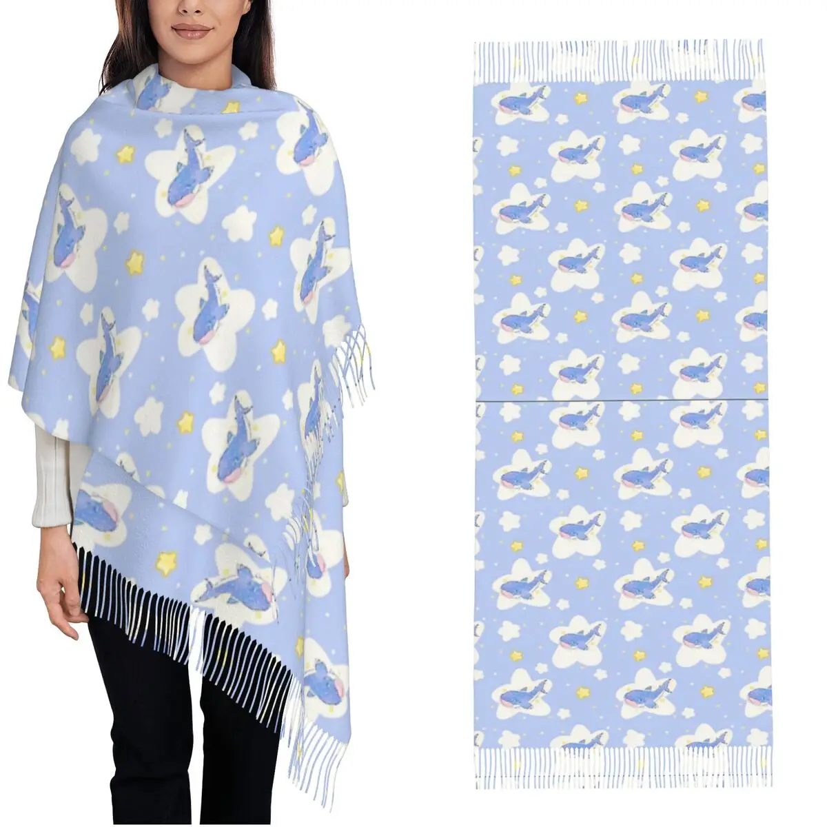 

Space Whale Shark Shawls Wraps for Women Winter Large Soft Scarf Starry Whale Sharks Pashmina Shawl Scarves