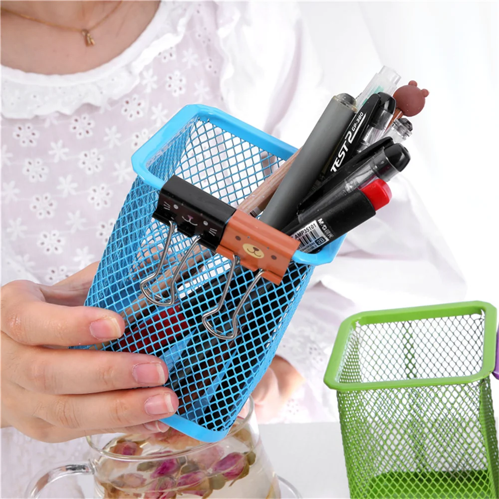 Pen Holder Desk Organizer Metal Stand Mesh Style Pen Pot Pencil Ruler Holder Brush Storage Container Office Stationery Supplues