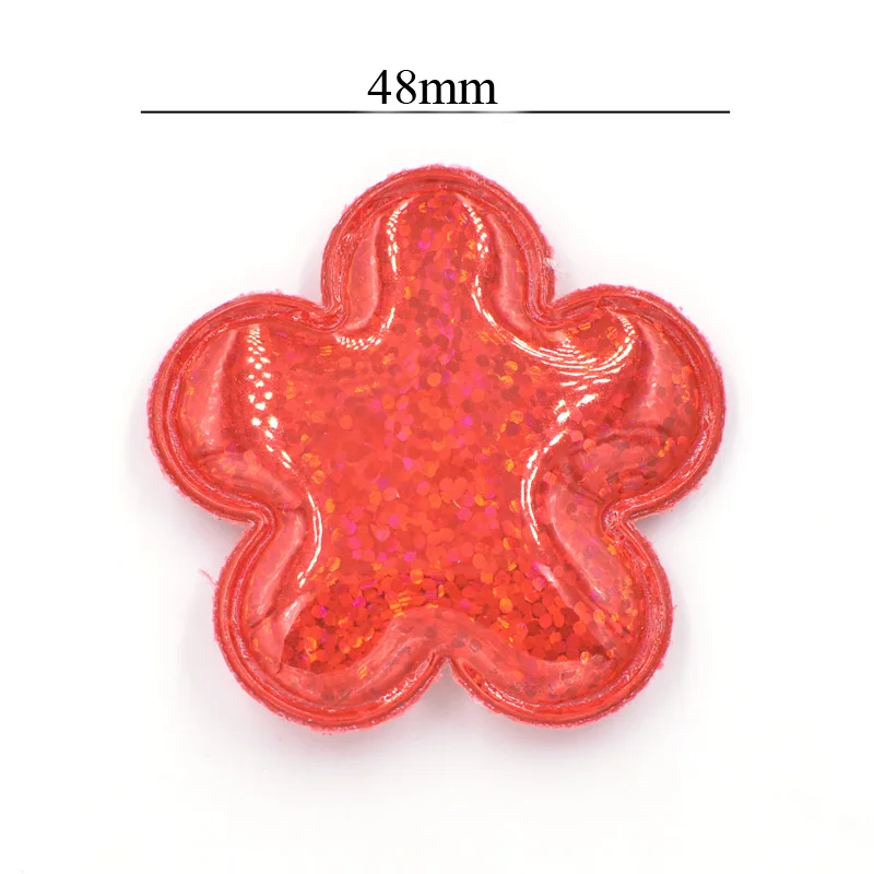 12Pcs Glitter Flower Shaped Garment Pads Patches Laser PU Fabric Felt Appliques for Hair Hat Decorative Ornament Accessoies
