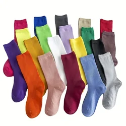 10 pairs of women's fluorescent candy colored medium tube socks  thin and breathable girls' long socks