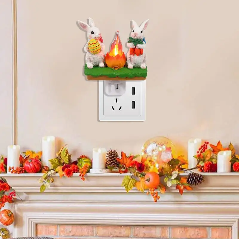 กระต่าย Bonfire Night Light LED Bunny Light โคมไฟตกแต่งไฟโคมไฟข้างเตียง Easter Bunny Campfire ไฟตกแต่งวันหยุด