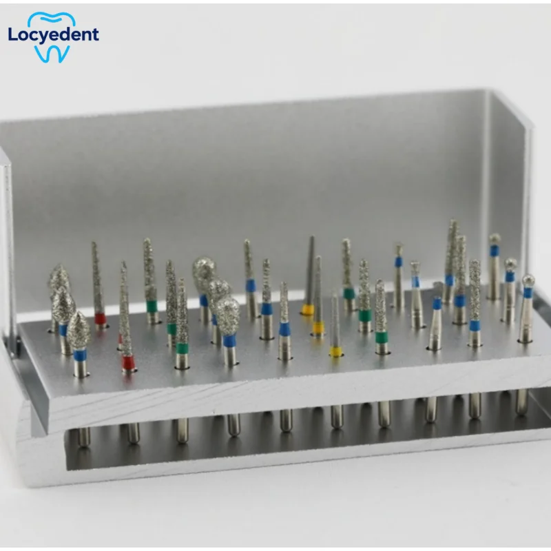 

Dental Diamond Burs Drill Eeth Polishing Drillls +1Pcs Aluminum Disinfection Holder Block For Dental Lab Tools