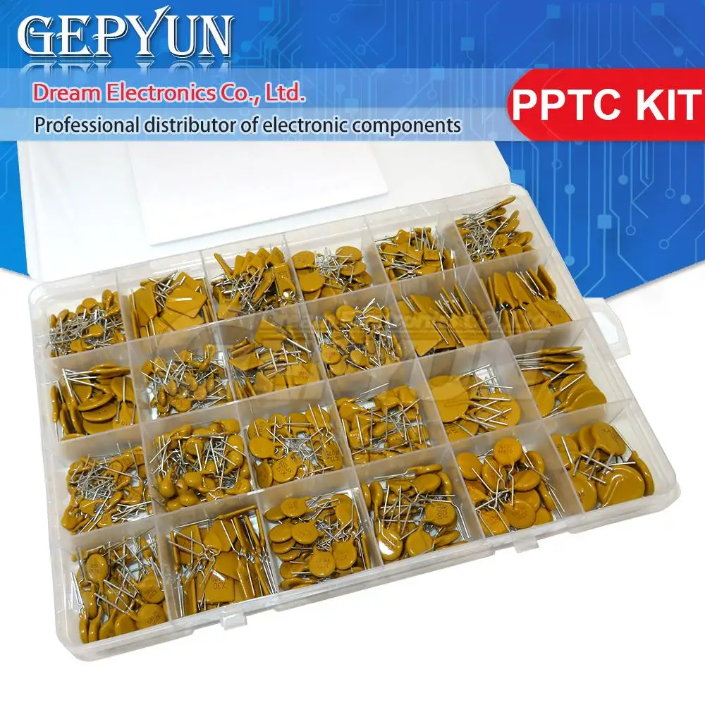 610PCS 24values Self-Recovery Fuse Assorted PPTC KIT 0.05A 0.1A 0.2A 0.25A 0.3A 0.4A 0.5A 0.75A 0.9A 1.1A 1.35A 2A 2.5A 3.75A