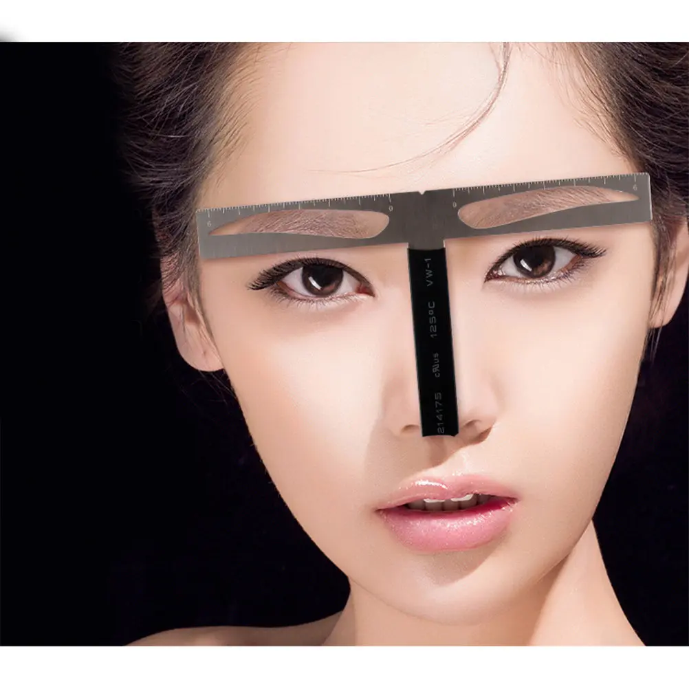 Three-Point Eyebrow Ruler Stencil Kit Professional Measuring Tool Eyebrow Drawing Tool Natural Symmetrical Brow Stamps Easy