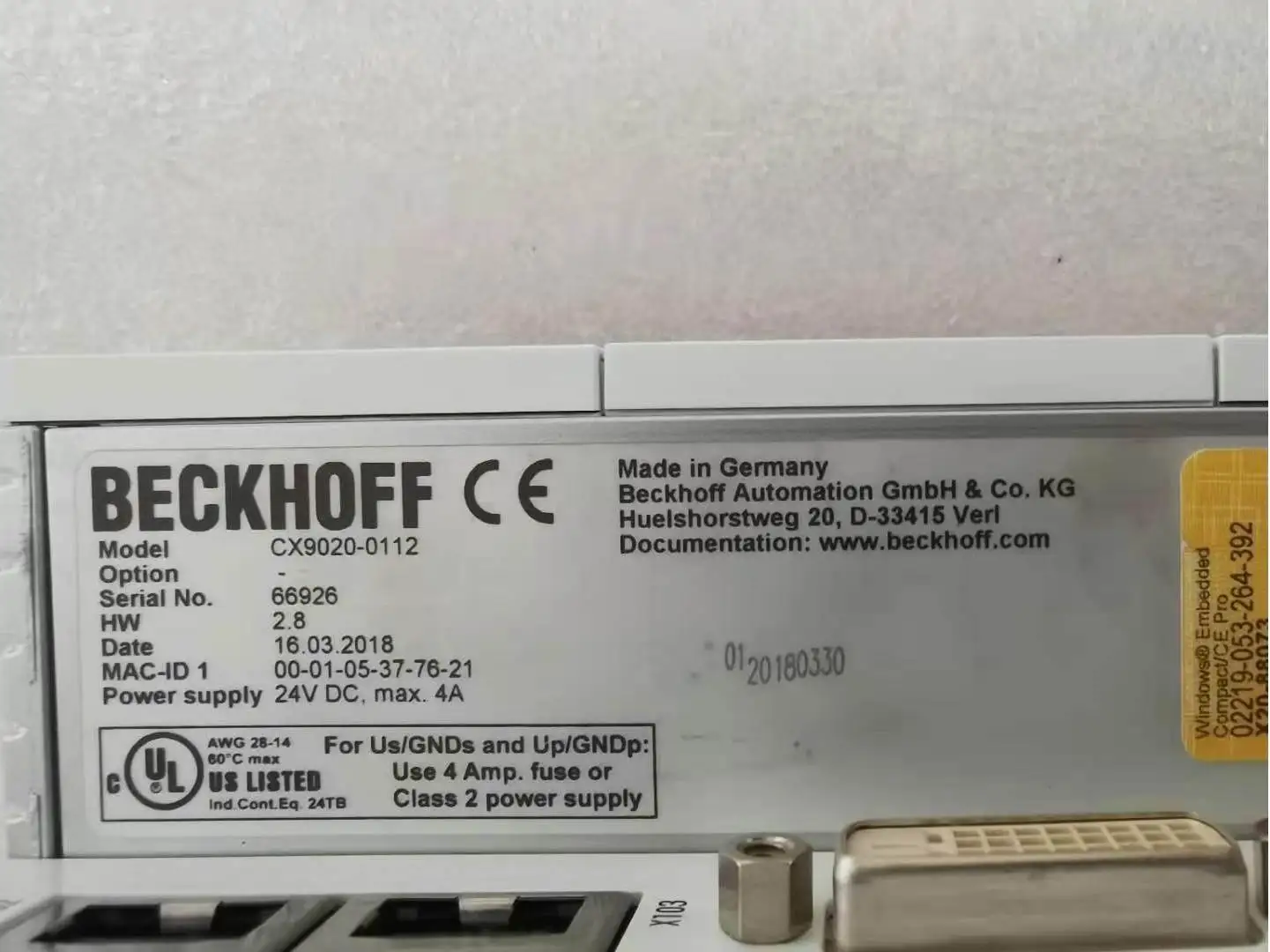 

German Beckhoff Module CX8090 CX9020-0112 Original New Imported Ethernet Port Control System