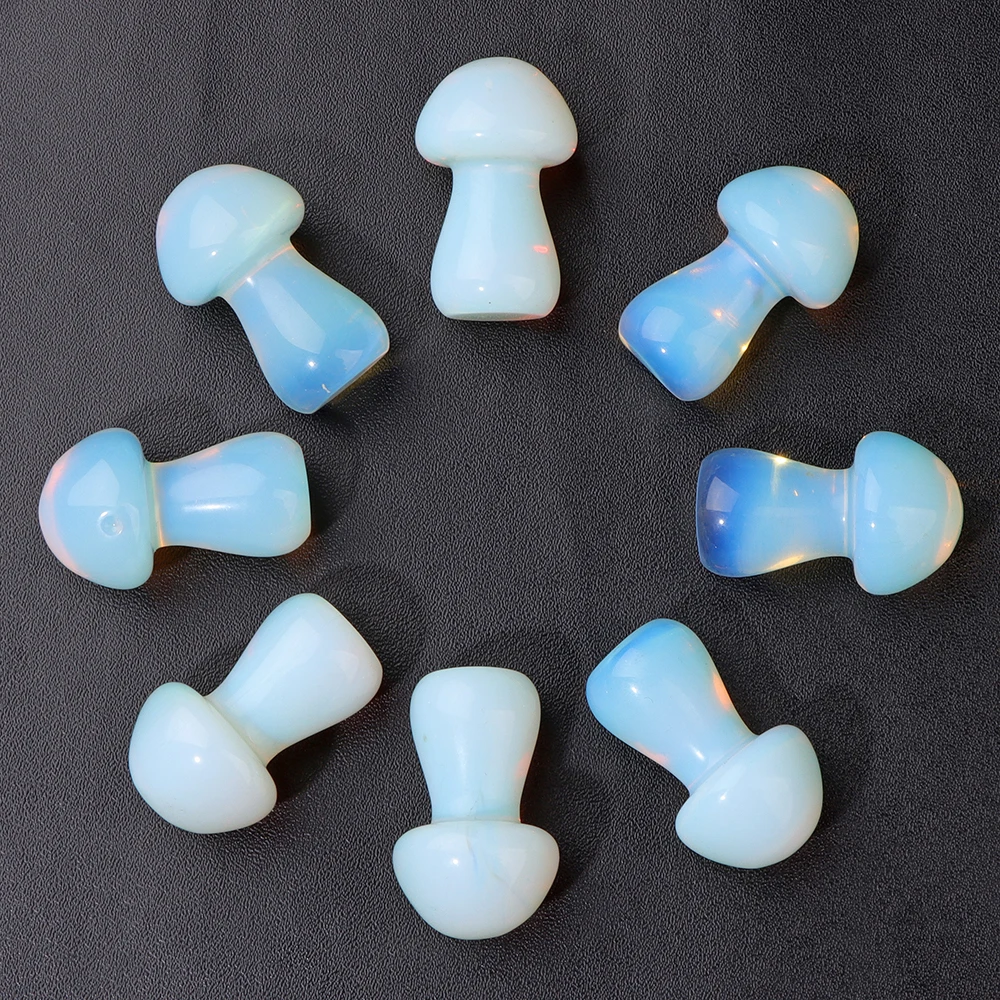 36mm Natural Stone Mushroom Statue Room Home Decor Healing Crystal Quartz Opal Gem Stone Jewelry Aquarium Decoration Crafts