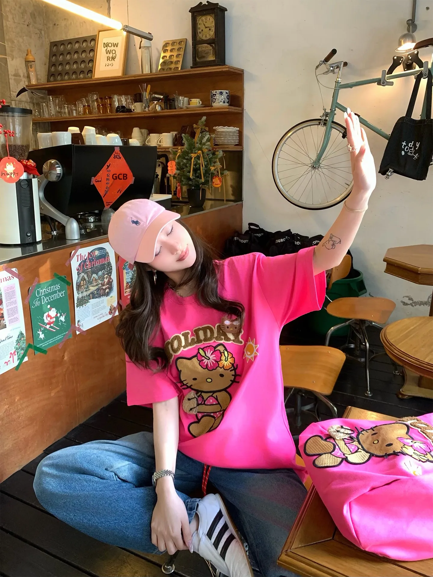 

Женская футболка Xuekeke Sweet White с коротким рукавом, корейский стиль, с принтом, свободного кроя, весна-лето, повседневная одежда