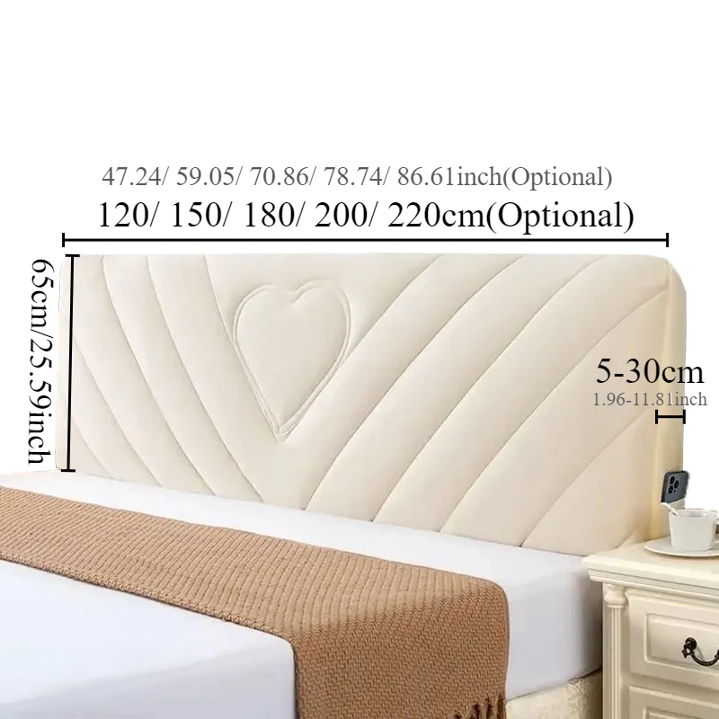 1PC All-inclusive  Plush Quilted Headboard Cover Thick Velvet Bed Head Cover Bed Backrest Dustproof Soft Bedside Protector Cover