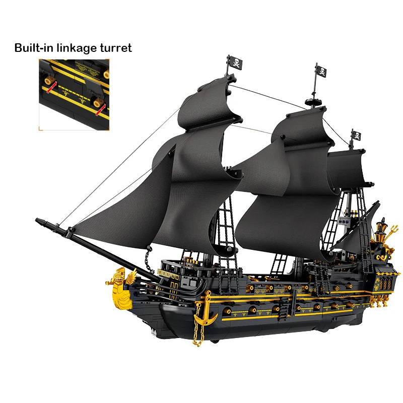 2076pcs MOC Creativity Pirate Ship Building Blocks Model Boat Bricks Assembling Toys for Boys Birthday Gift Set