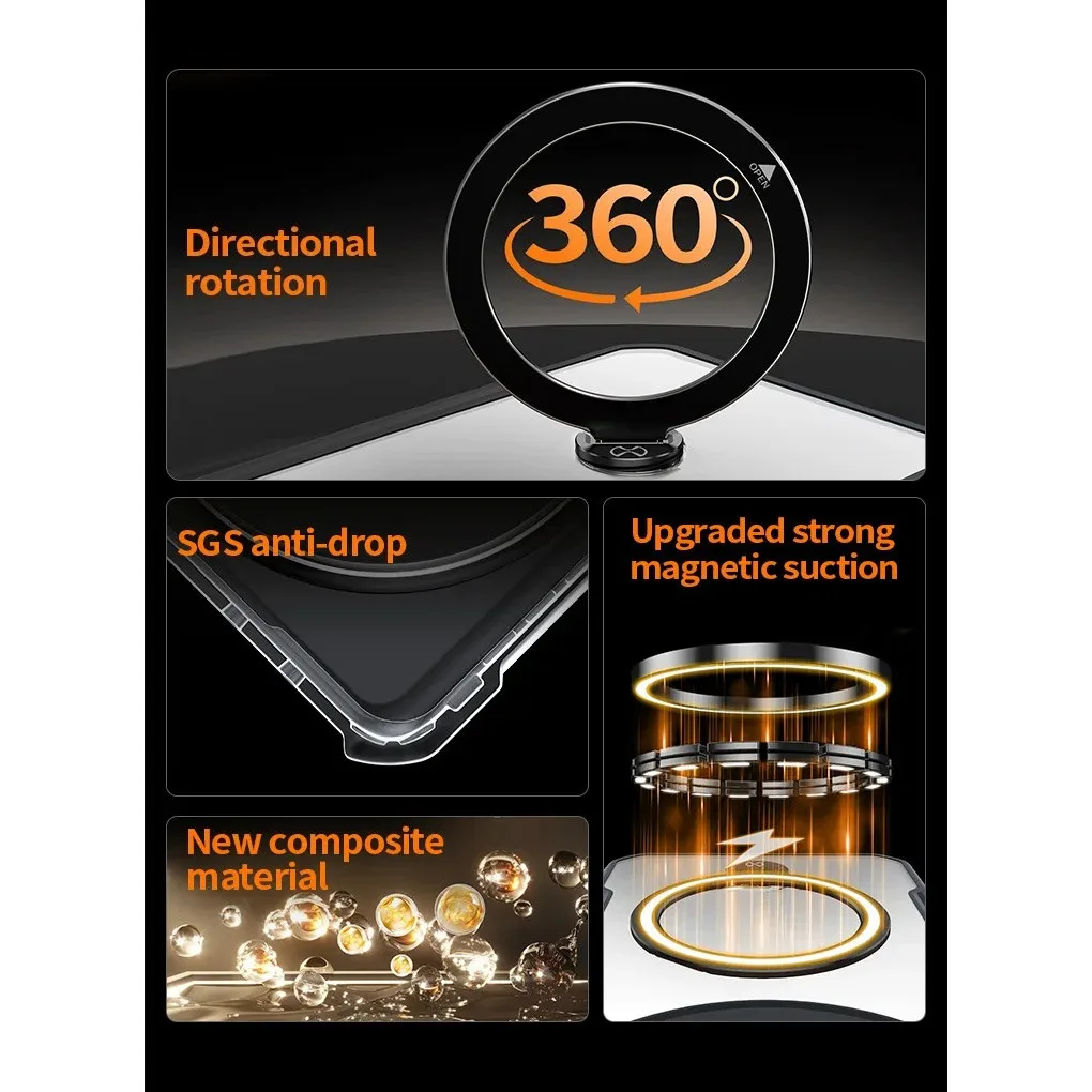 For Xiaomi 15T, 15T Pro Magnetic Case XUNDD Anti-drop Airbags TPU Hard PC Translucent Rotating Holder Phone Cover