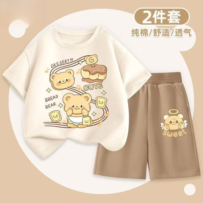 

Летний комплект одежды для маленьких девочек, детские футболки с короткими рукавами и шорты с героями мультфильмов для мальчиков, 2 предмета, милые детские наряды, спортивные костюмы, детская одежда