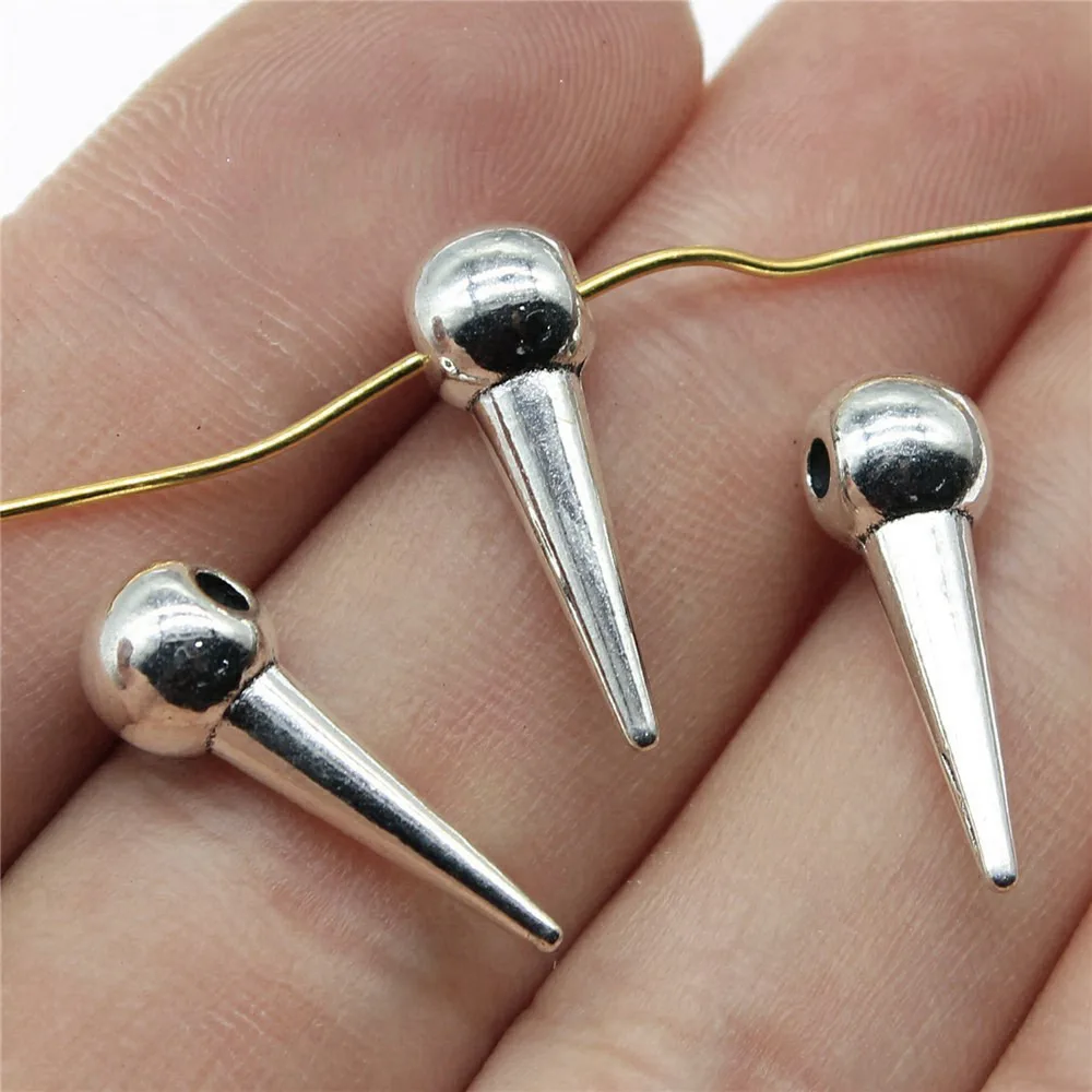 5pcs/lot 21x7x7mm Awl Taper Spacer Beads For Jewelry Making Antique Silver Color 0.83x0.28x0.28inch image 2
