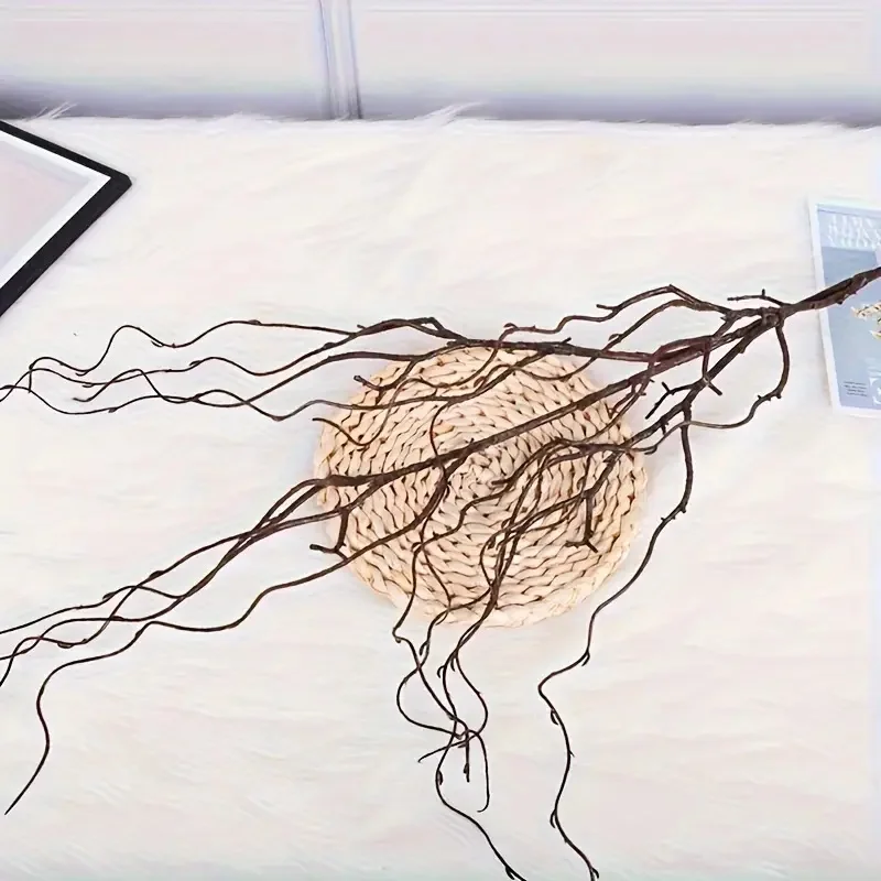 Künstlicher getrockneter Zweig, Rattan-Blumendekoration, 4 Gabeln, künstliche Blumenstiele, künstliche Blumen aus Kunststoff für DIY, Hochzeit, Zuhause, Zimmer, Tisch – Detail 9