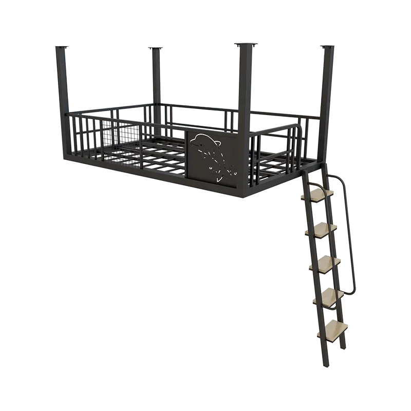 

Hanging elevated bed on the bed under the table wrought iron loft bed simple children's small apartment hammock high