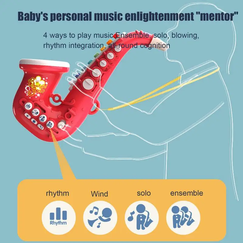 Saxophone For Kids Kids Trumpet Saxophone With Light And Sound Musical Instruments Toy For Beginners Boys Girls Toddler Children