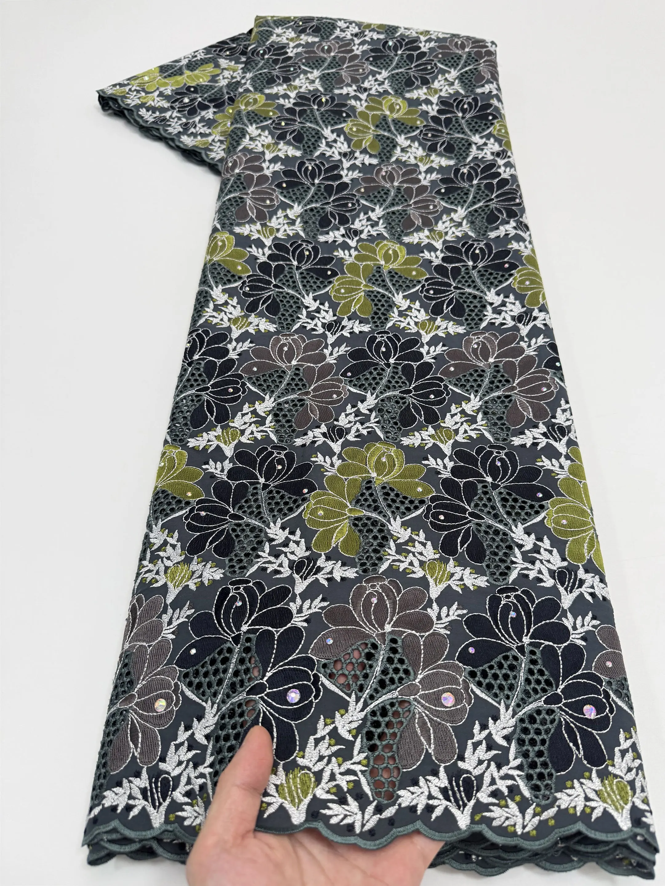 Most Top Embroidery Lace Fabric Soft Original Handcut Lace Highest Quality African Swiss Fabric Celebrants Cloth Korea Made